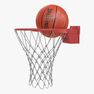 Animated Spalding Basketball Bounces Off the Ring 3D model