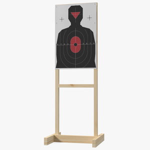 Shooting Target Silhouette Red Center 3D