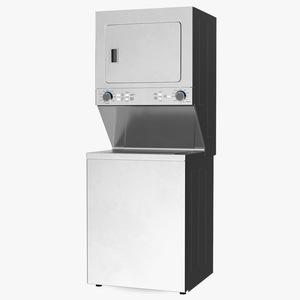 3D model Washer Dryer Combo Machine Metallic