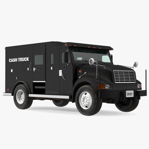 Armored Cash Transport Car Black Rigged 3D model