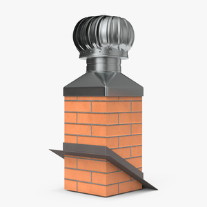 Masonry Chimney with Spherical Cowl Corner Base 3D