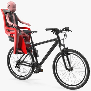 Bike with Child Crash Test Dummy in Safety Seat 3D