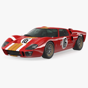 3D Ford GT40 Racing Car Red Rigged