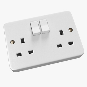 3D UK Double Socket Switch model