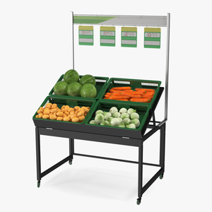 3D Shop Display with Vegetables model