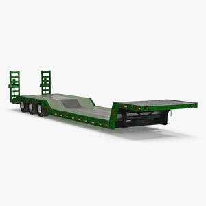 3D Flatbed Semi Trailer with Ramps Rigged model