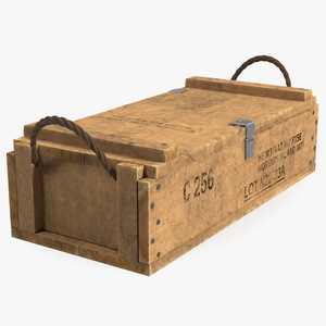 Vintage Military Wooden Ammo Box 3D