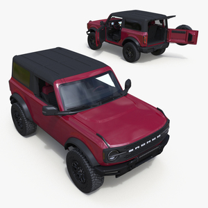 3D Ford Bronco Two Door SUV Rapid Red Rigged