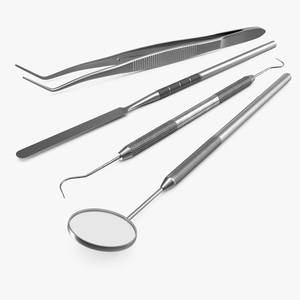 3D Basic Dental Instruments Set model