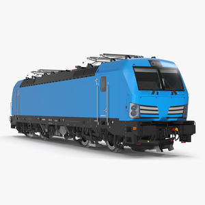 3D Blue Modern Locomotive Rigged for Cinema 4D model