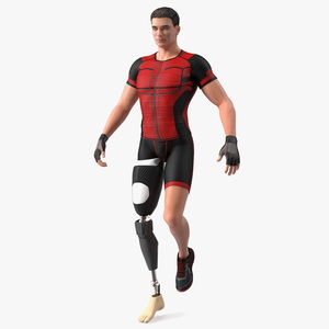 3D model Sportsman Wearing Prosthetic Leg Walking Pose