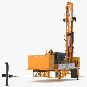 3D Mobile Drilling Rig Orange Rigged model