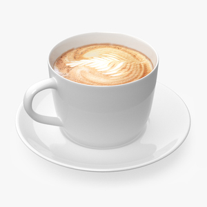 3D model Latte Art Coffee Cup on Saucer