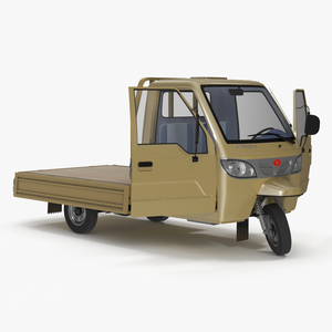 Three Wheel Cargo Tuk-Tuk with Open Body Rigged 3D