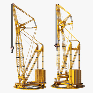 3D model Lattice Boom Crane Yellow