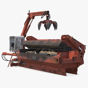 3D model Portable Metal Baler with Scrap Car