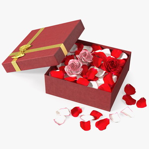 3D model Box With Rose Petals