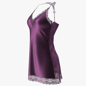 3D Women Sleepwear Satin Lace Purple model