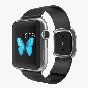 Apple Watch 38mm Steel Case with Black Modern Buckle 2 3D model