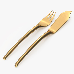 Set of Fish Cutlery Gold 3D model