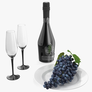 3D model Ace of Spades Champagne with Grapes