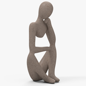 3D model Human Sculpture in Thoughtful Pose White