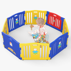 3D Baby Girl in Playpen with Toys Fur Rigged