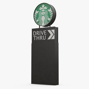 Round Starbucks Drive Thru Signage 3D model