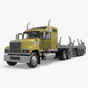 Freight Truck with Concrete Panel Semi Trailer Empty Rigged 3D model