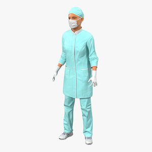 3D model Female Surgeon Mediterranean Rigged