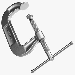 3D Stainless Steel C-Clamp model