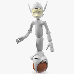 3D model Social AI Robot Mirokai White Rigged for Cinema 4D