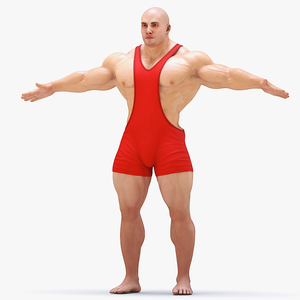 Fit Athletic Male in Red Leotard 3D