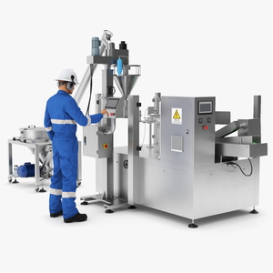 Bulk Product Packaging Machine Operation Worker 3D