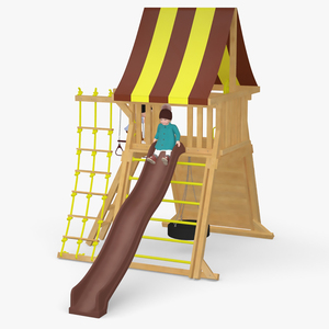 3D Children on Slide Fur Rigged model