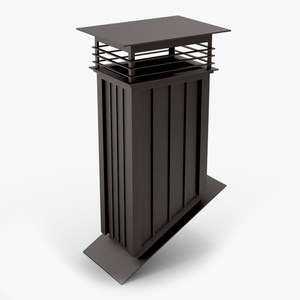 3D Square Metal Chimney Black Corner Base model