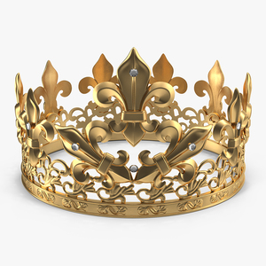 3D Golden King Crown with Royal Lily and Diamonds