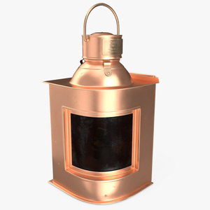 Antique Copper Ship Lantern with Black Glass 3D model