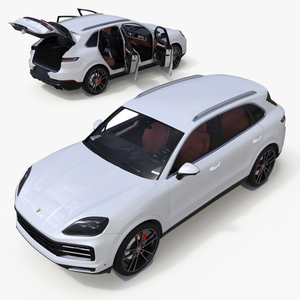 Porsche Cayenne Turbo E-Hybrid SUV 2024 White Rigged 3D