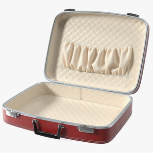 3D model Vintage Open Red Suitcase