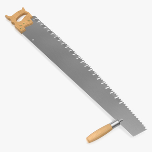 Vintage One Man Crosscut Saw with Helper Handle 3D