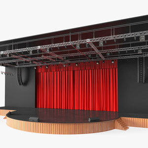 3D Theater Stage Closed Curtain model