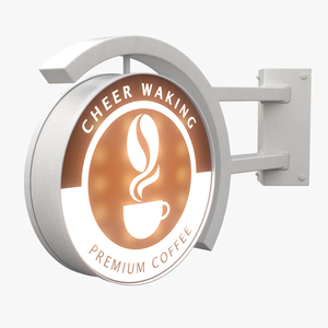 3D Corner Coffee Shop Signage Wall Mounted Light On model