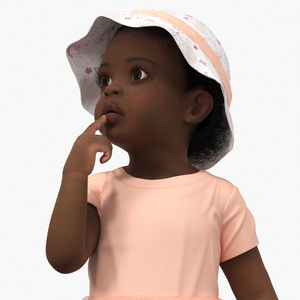 3D African Baby Girl Light Skin in Summer Surprised model