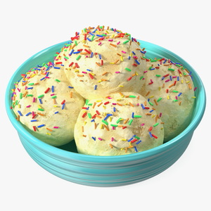 3D model Vanilla Ice Cream on Cyan Bowl