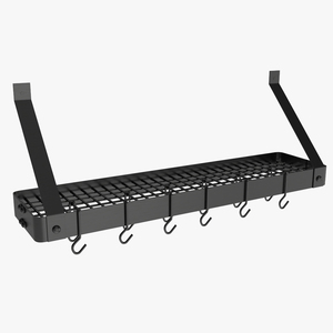 Square Grid Wall Mount Pot Rack Black 3D