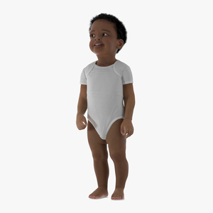 Black Toddler Boy Light Skin in Bodysuit Standing 3D model