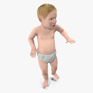 3D model Small Baby Boy with Fur Rigged