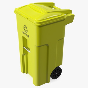 3D model Yellow Recycle Bin with Wheels