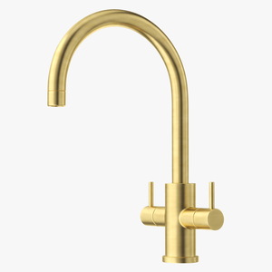 3D Monobloc Dual Lever Kitchen Mixer Tap Brass model